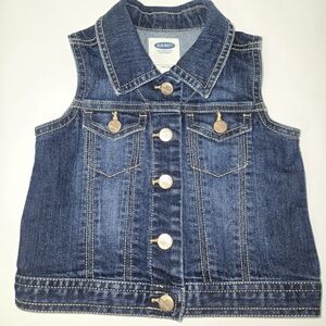 Old Navy Girls' Dark Blue Denim Vest Jacket
